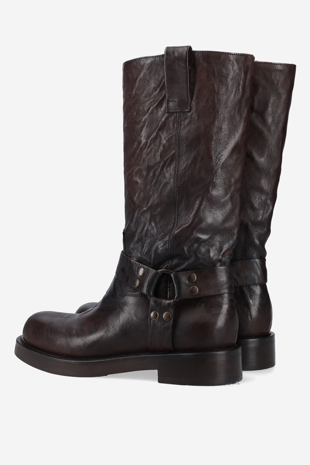 Buckled leather boots