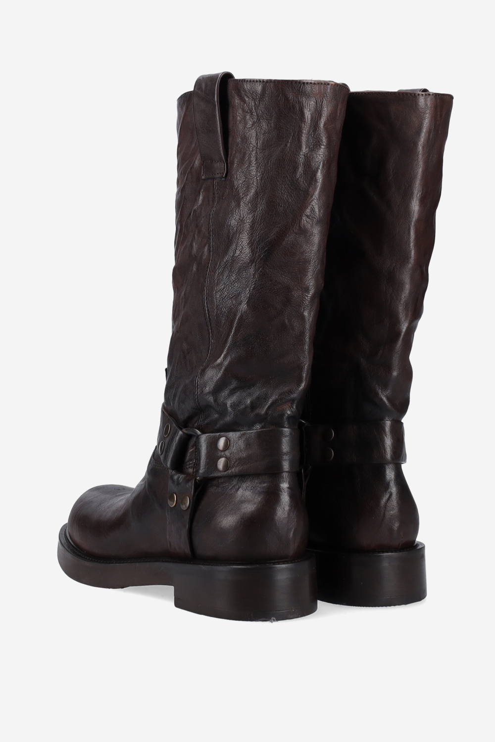 Buckled leather boots
