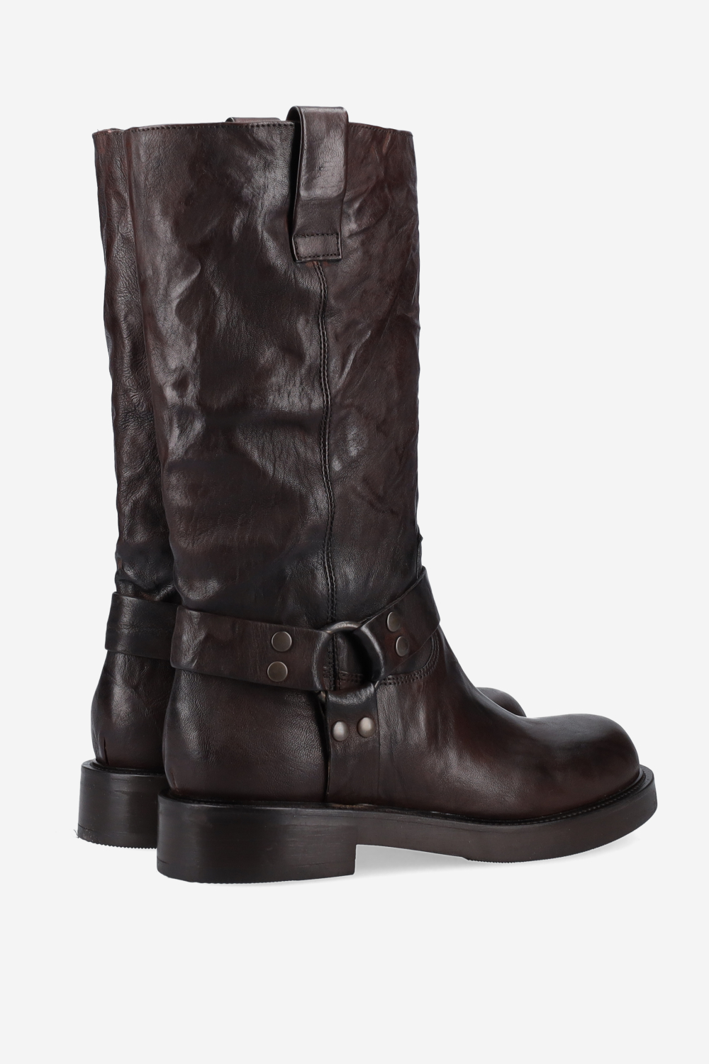 Buckled leather boots