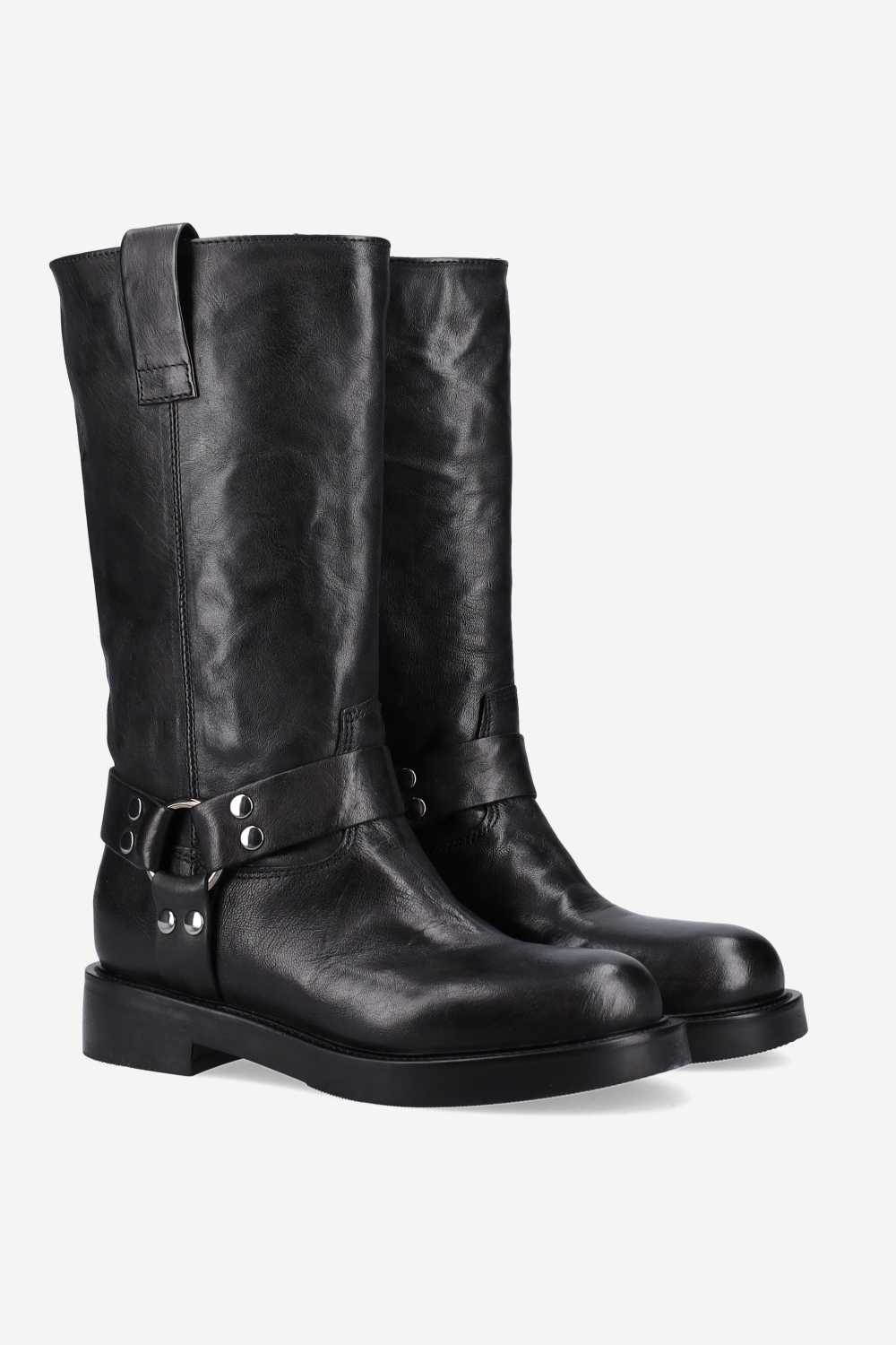 Buckled leather boots