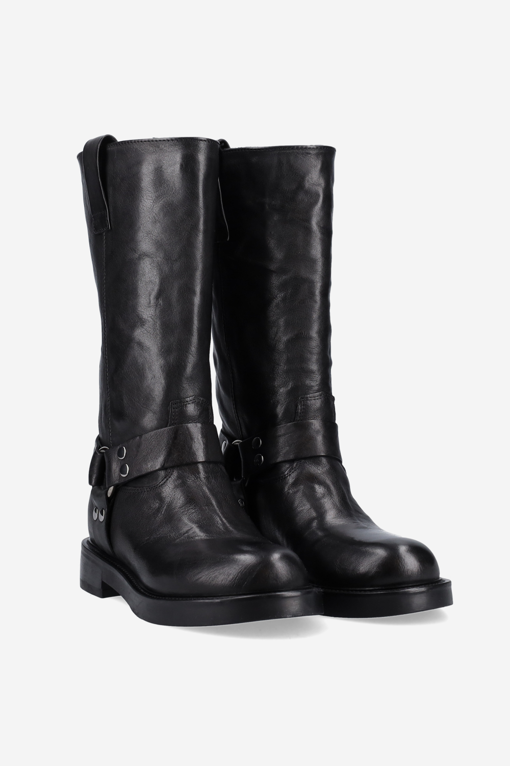 Buckled leather boots