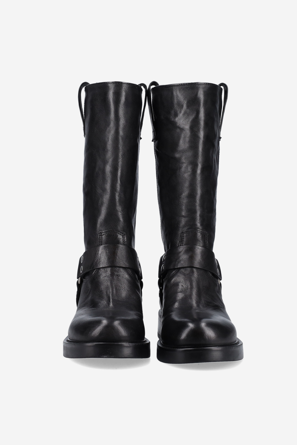 Buckled leather boots