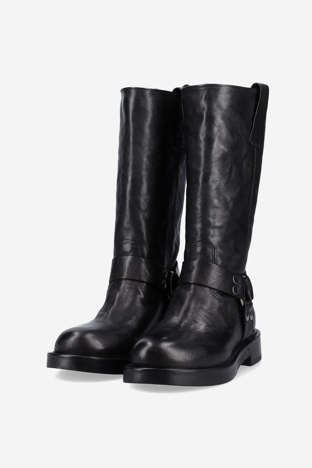 Buckled leather boots