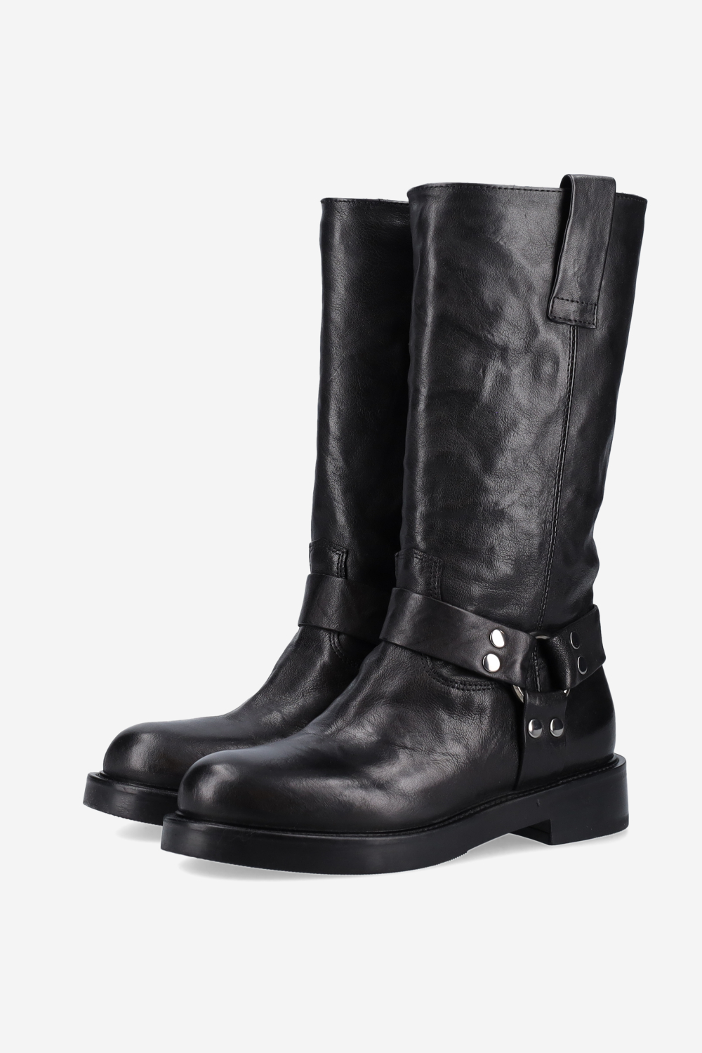 Buckled leather boots