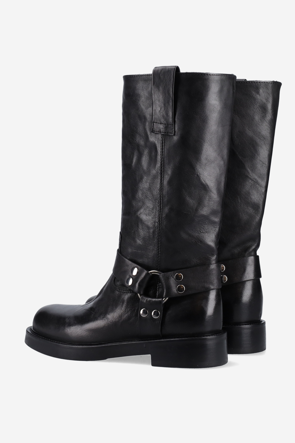 Buckled leather boots