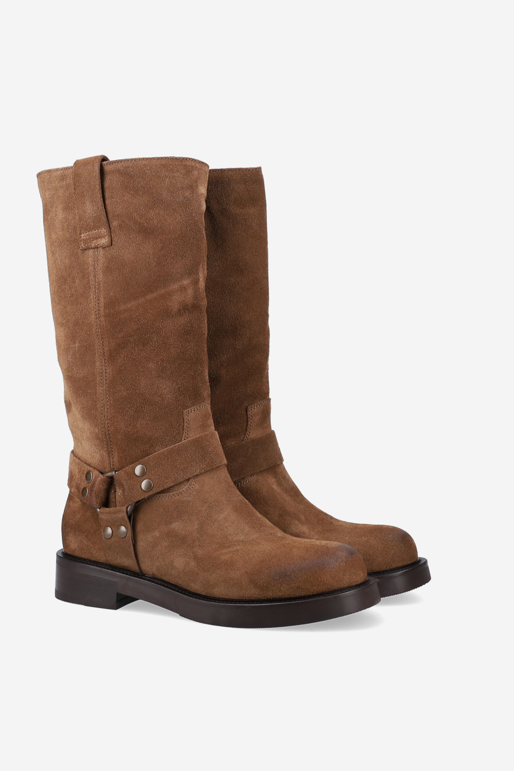 Buckled suede boots
