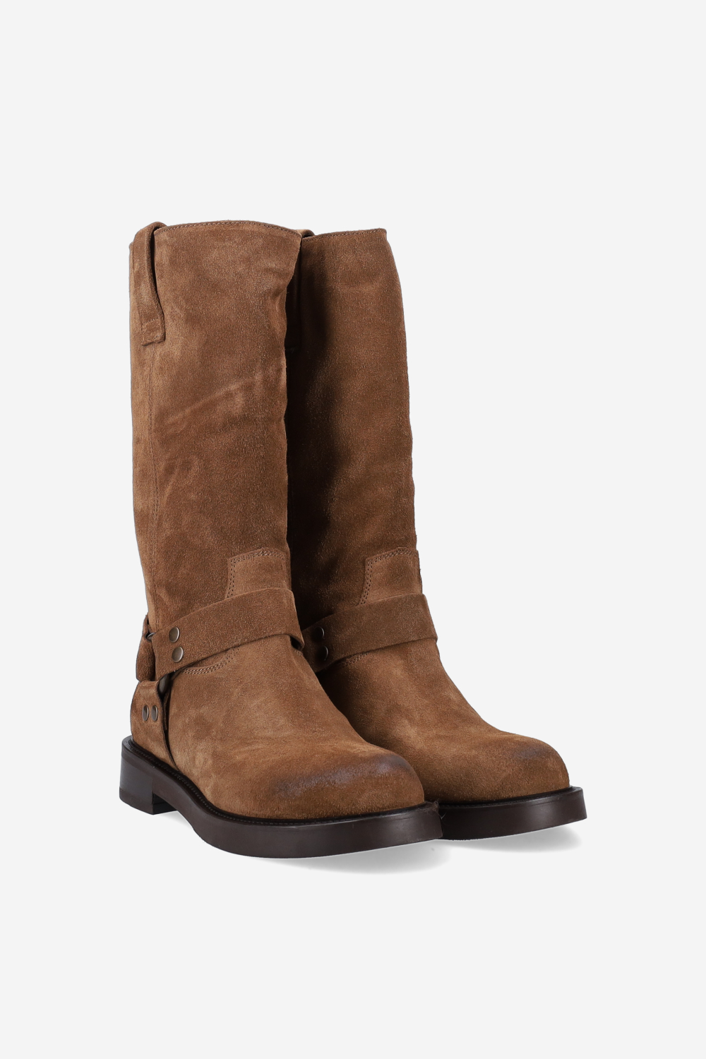 Buckled suede boots