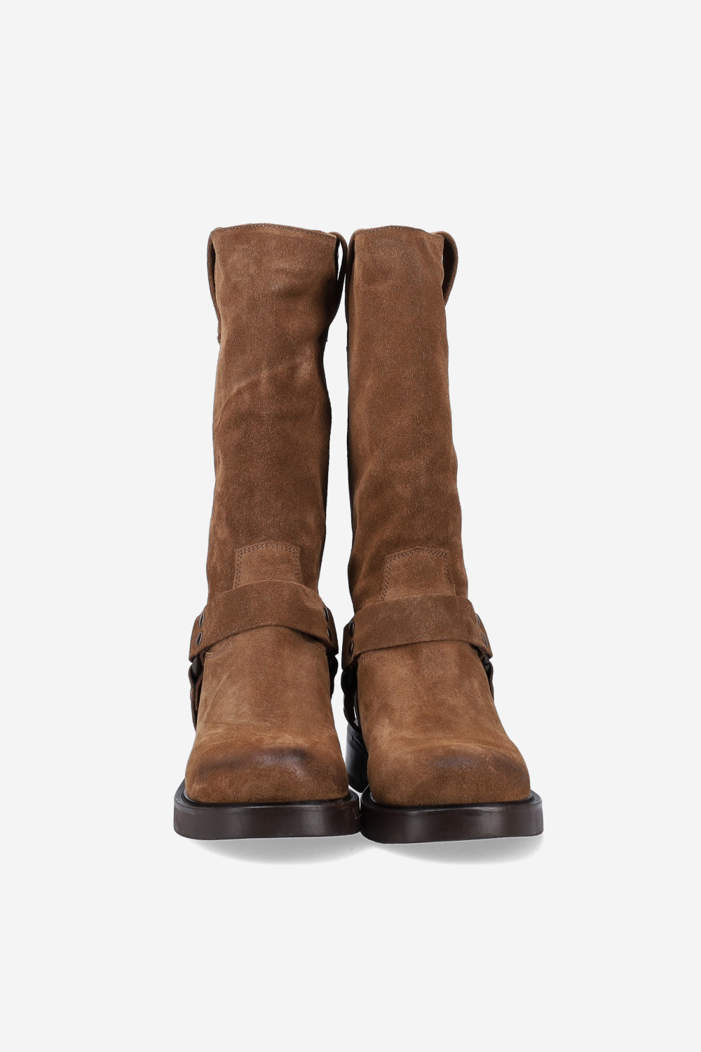 Buckled suede boots