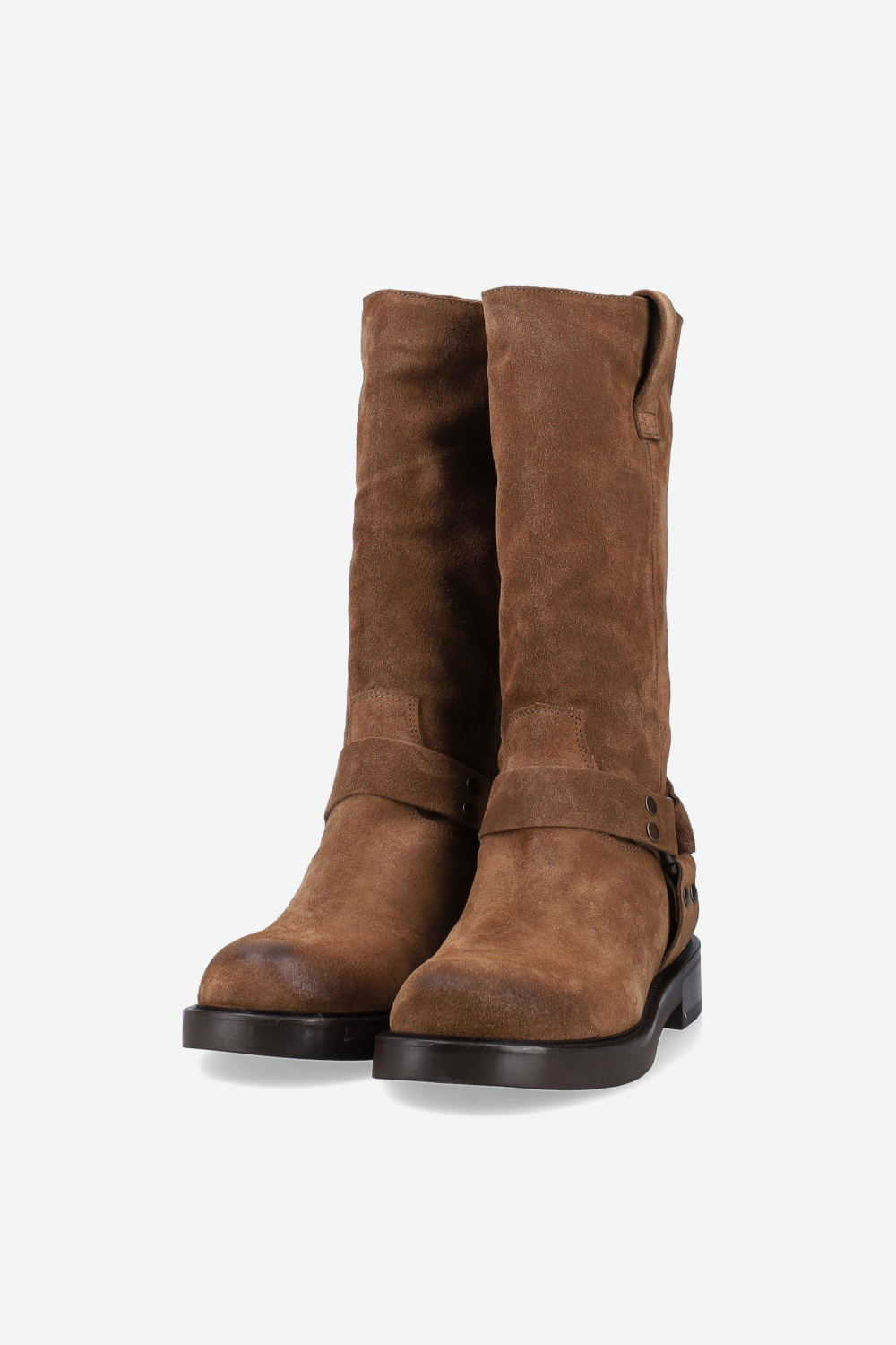 Buckled suede boots