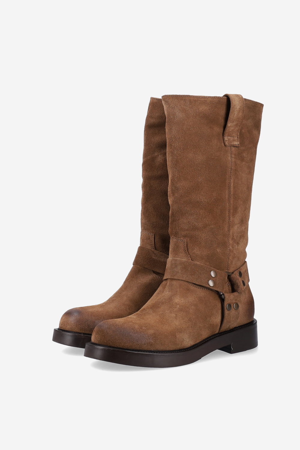 Buckled suede boots