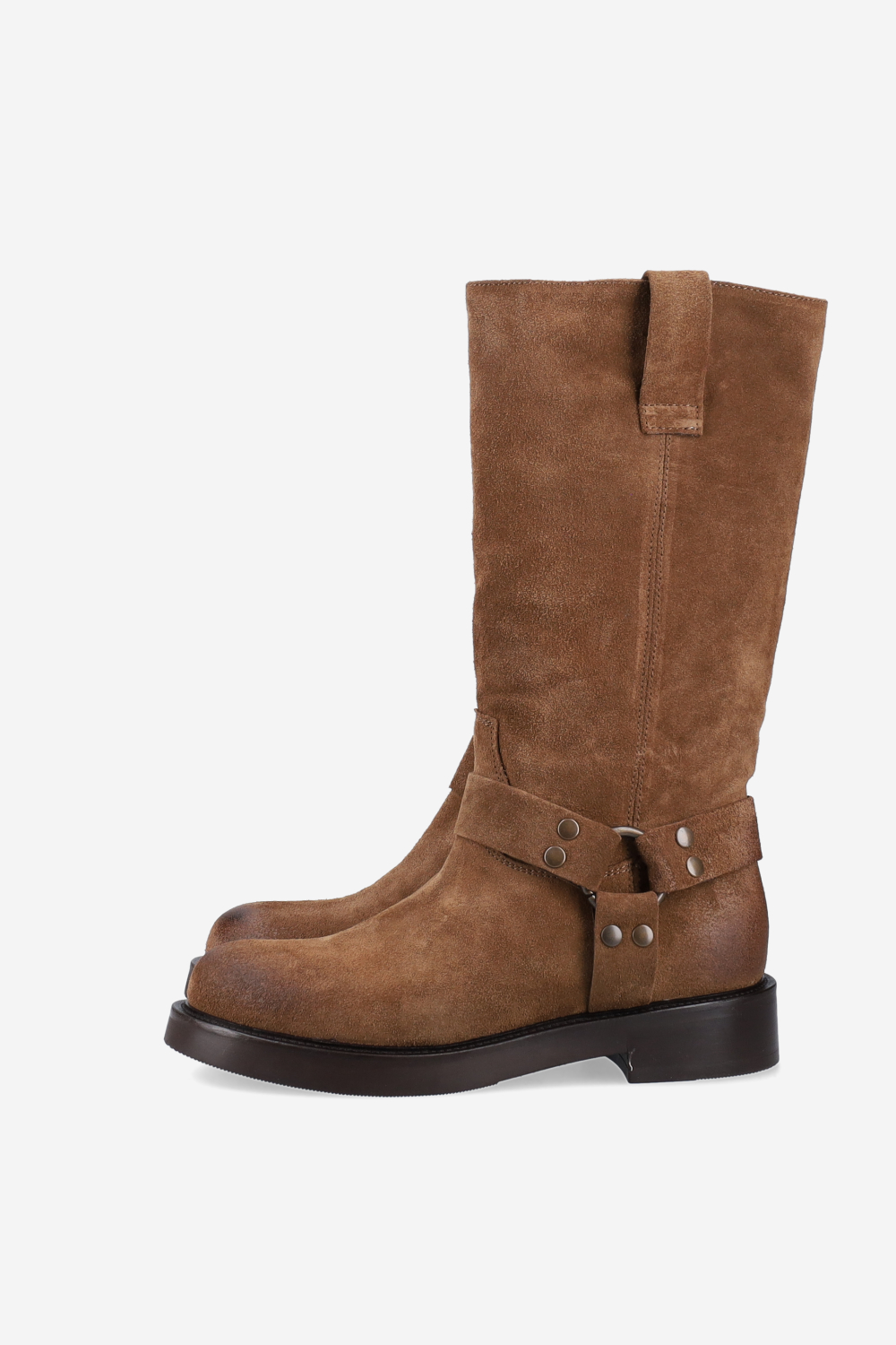 Buckled suede boots