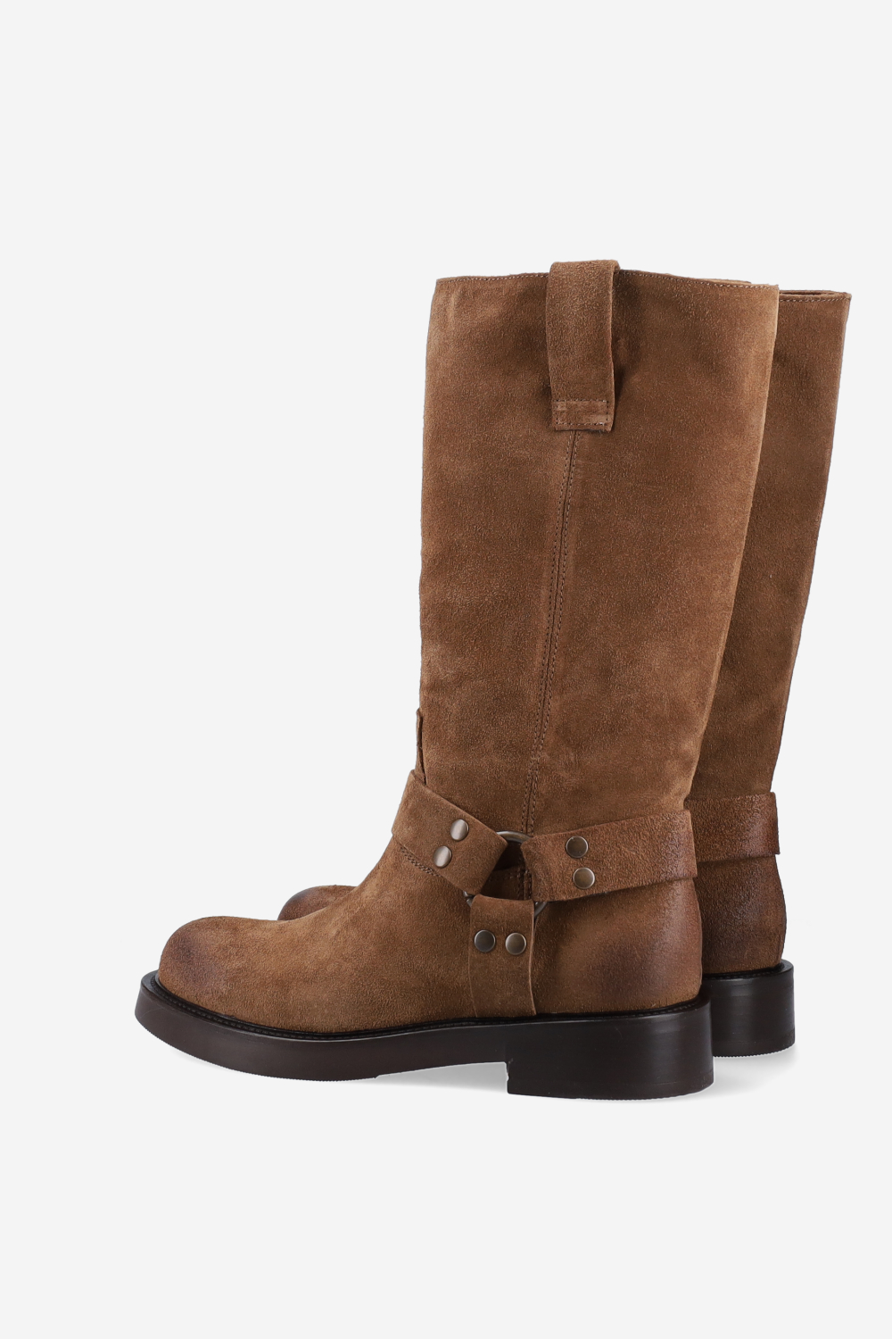 Buckled suede boots