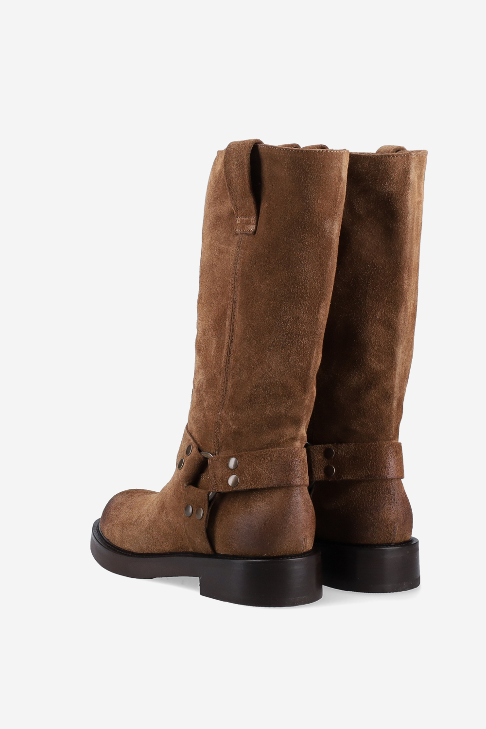 Buckled suede boots