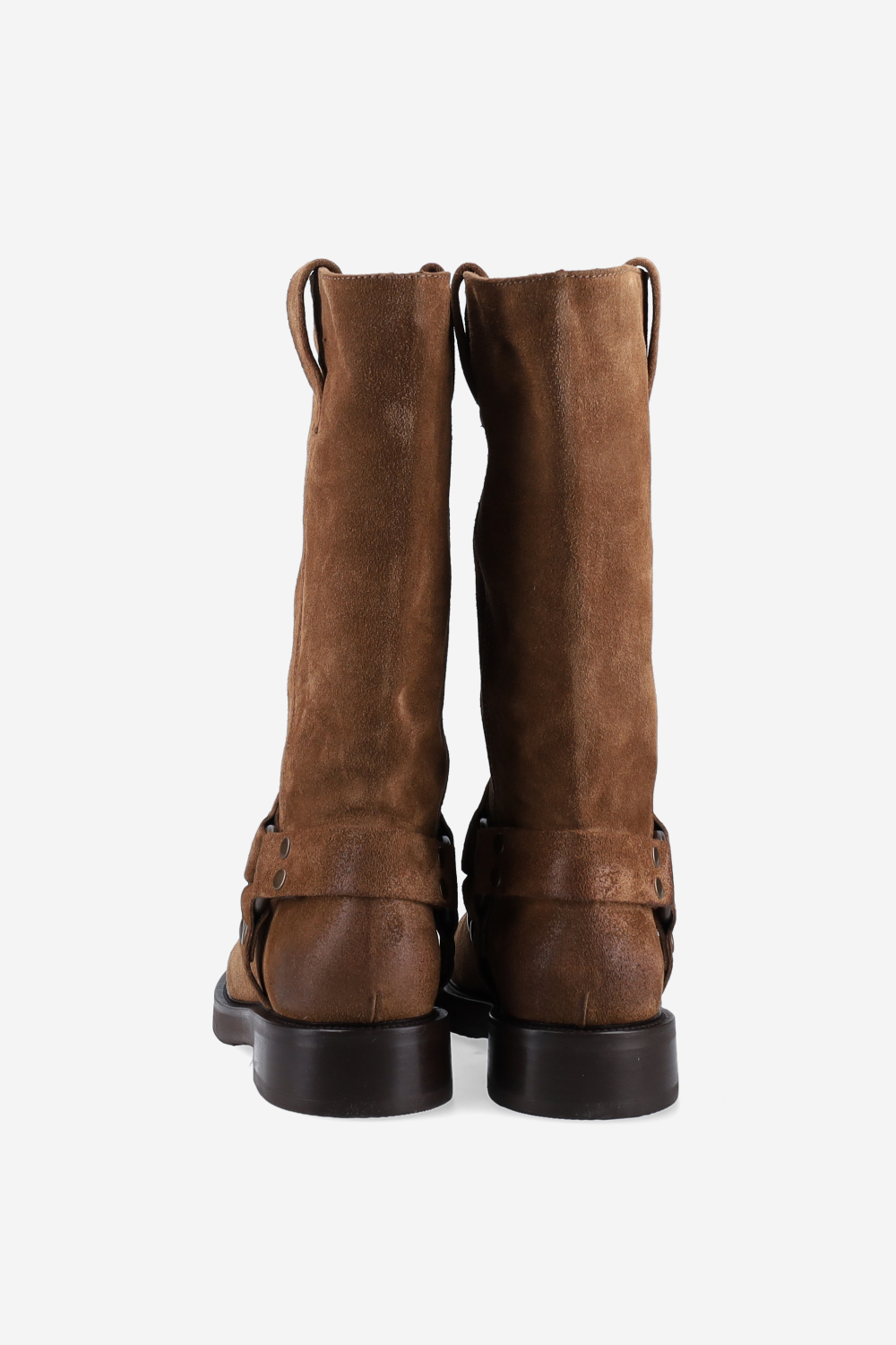 Buckled suede boots