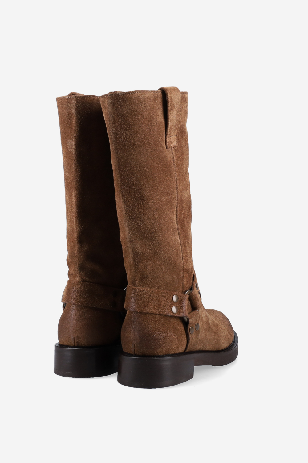Buckled suede boots