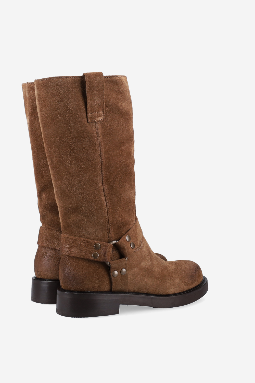 Buckled suede boots
