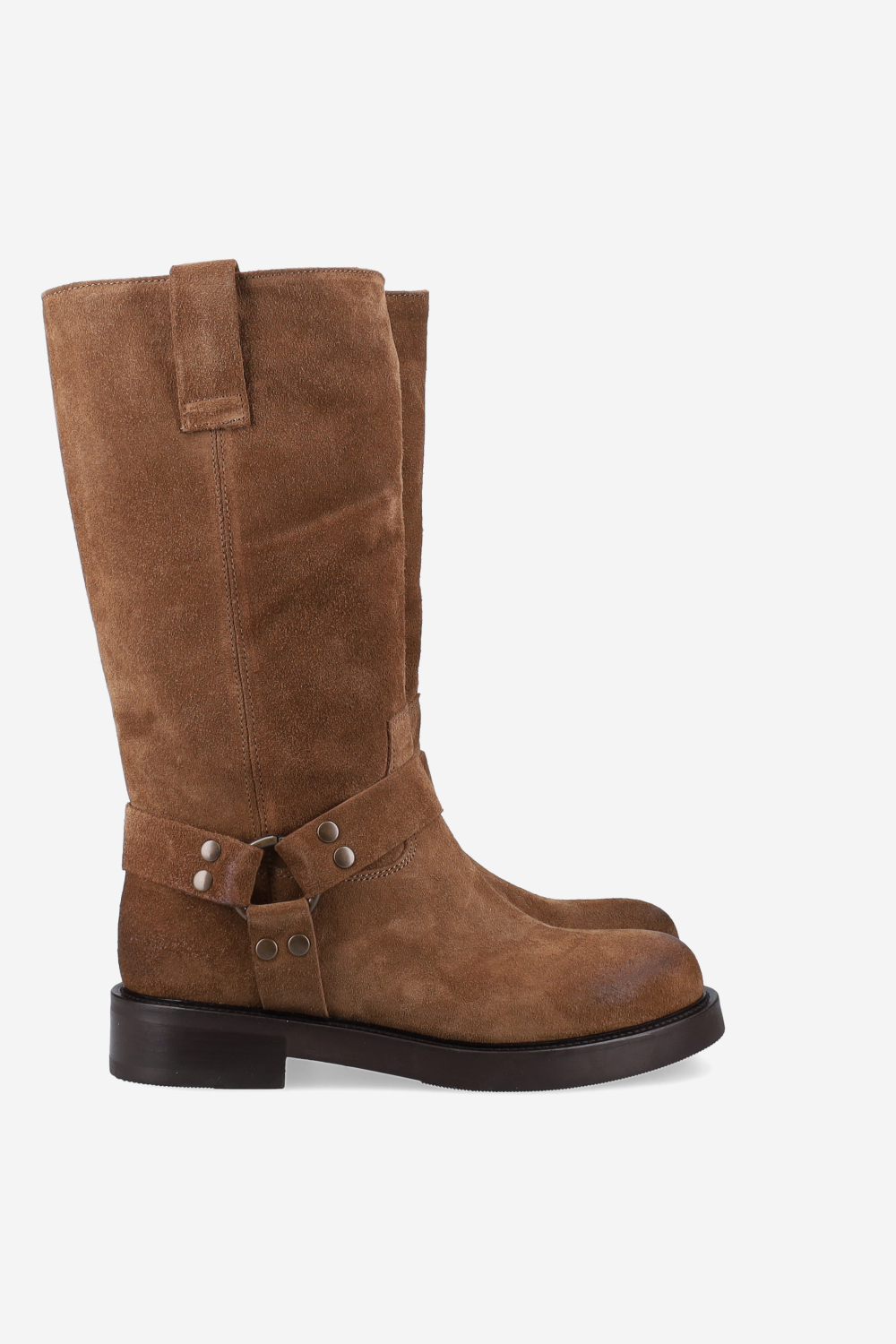 Buckled suede boots