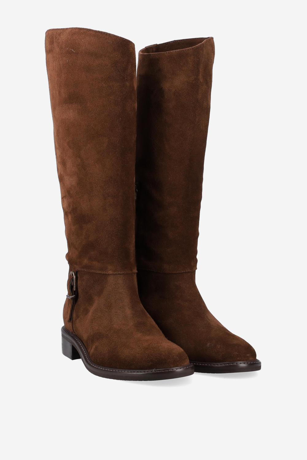 Buckled suede boots