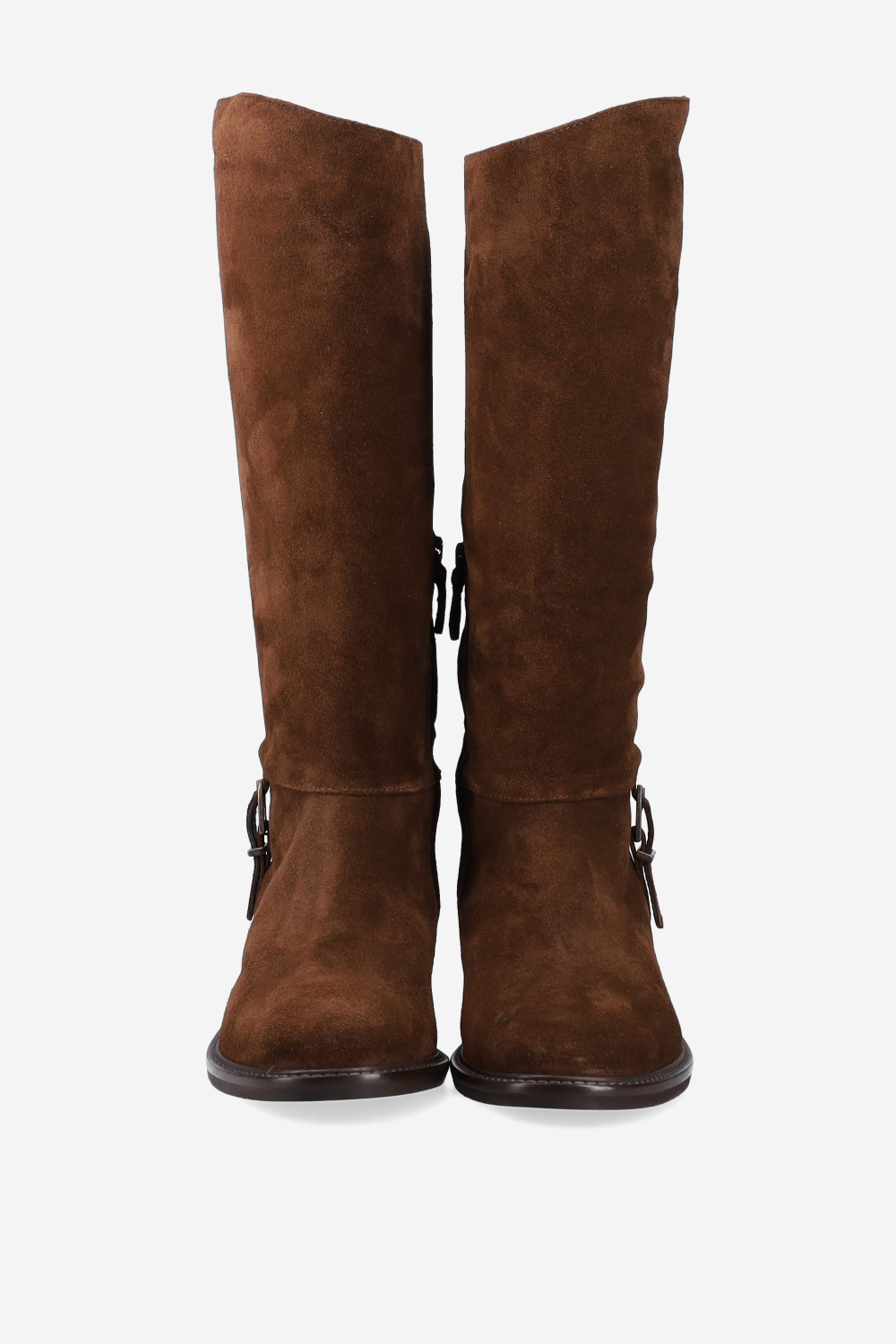 Buckled suede boots