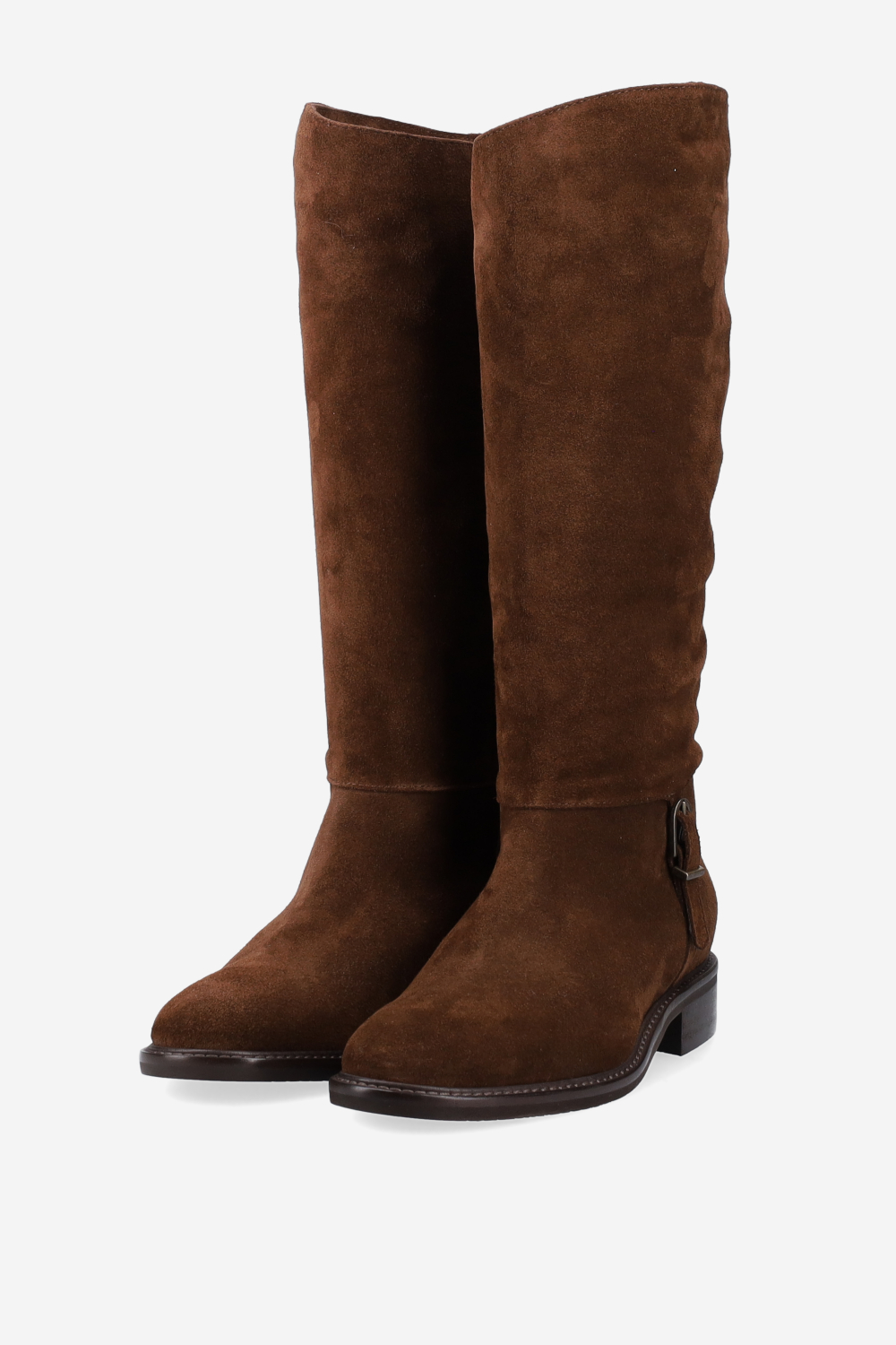 Buckled suede boots