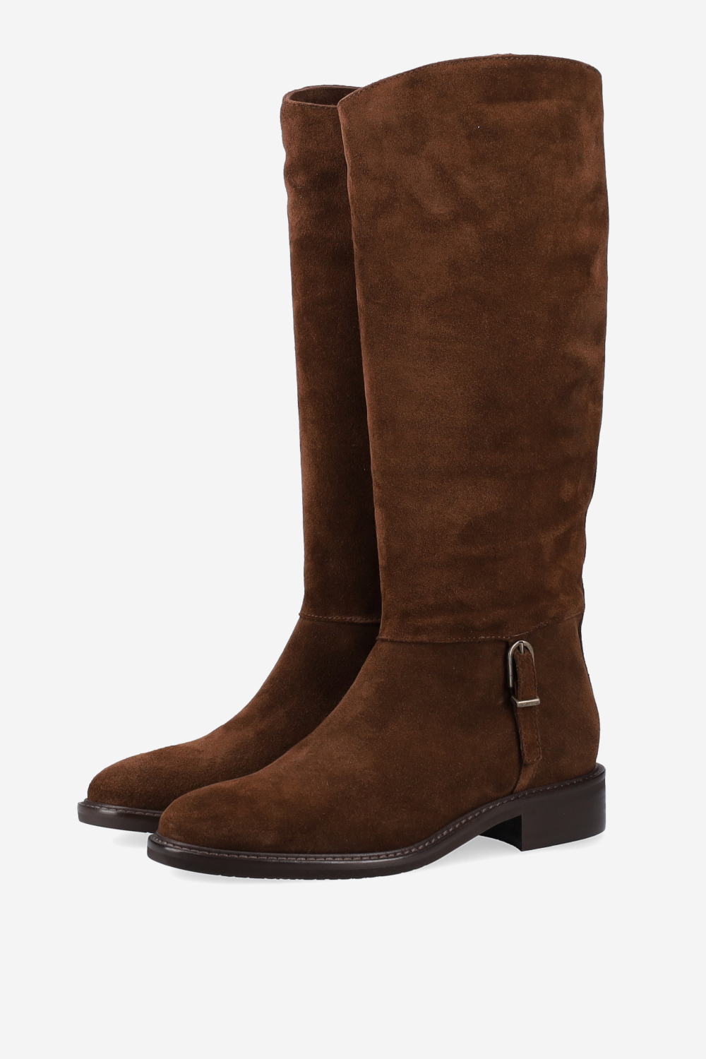 Buckled suede boots