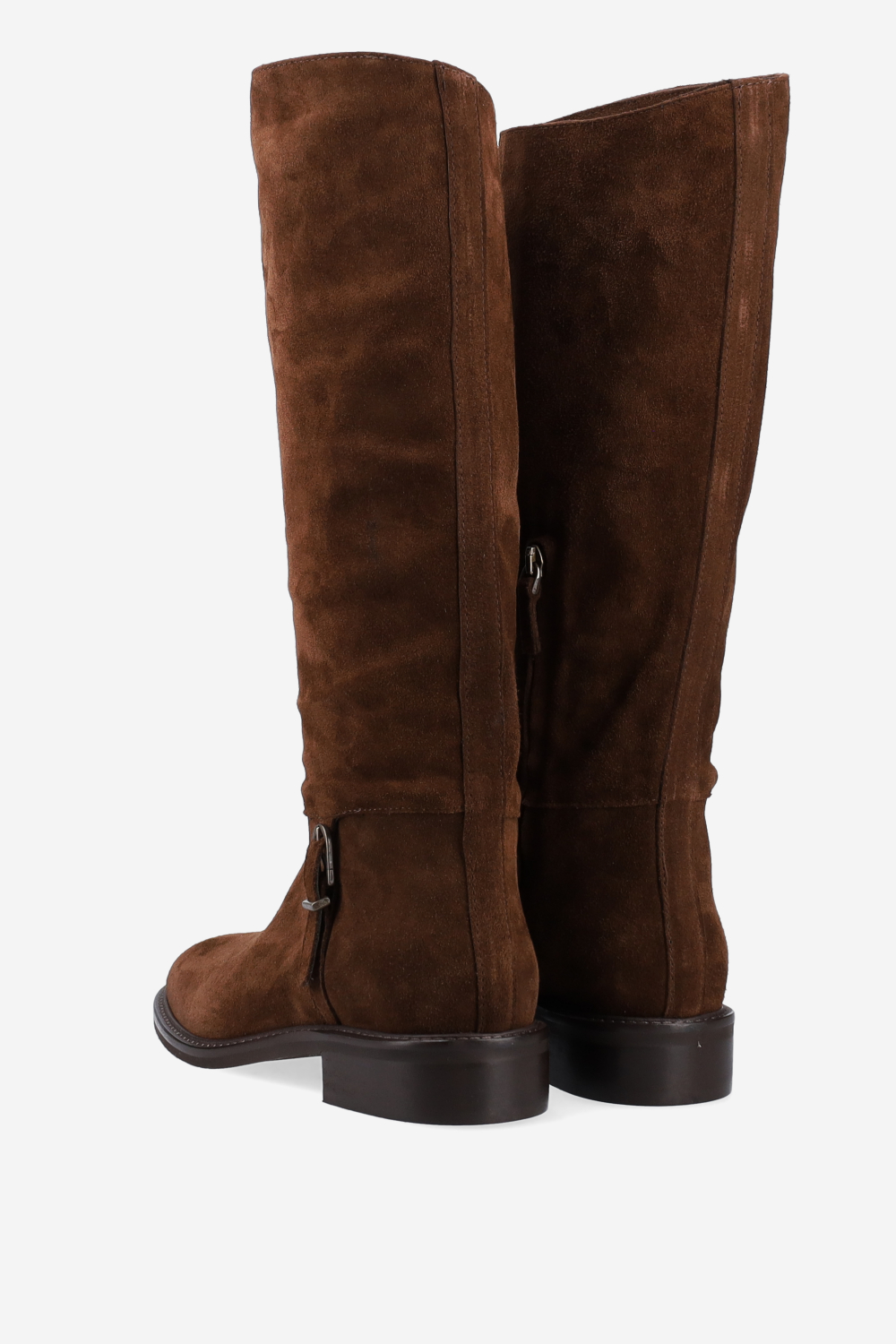 Buckled suede boots