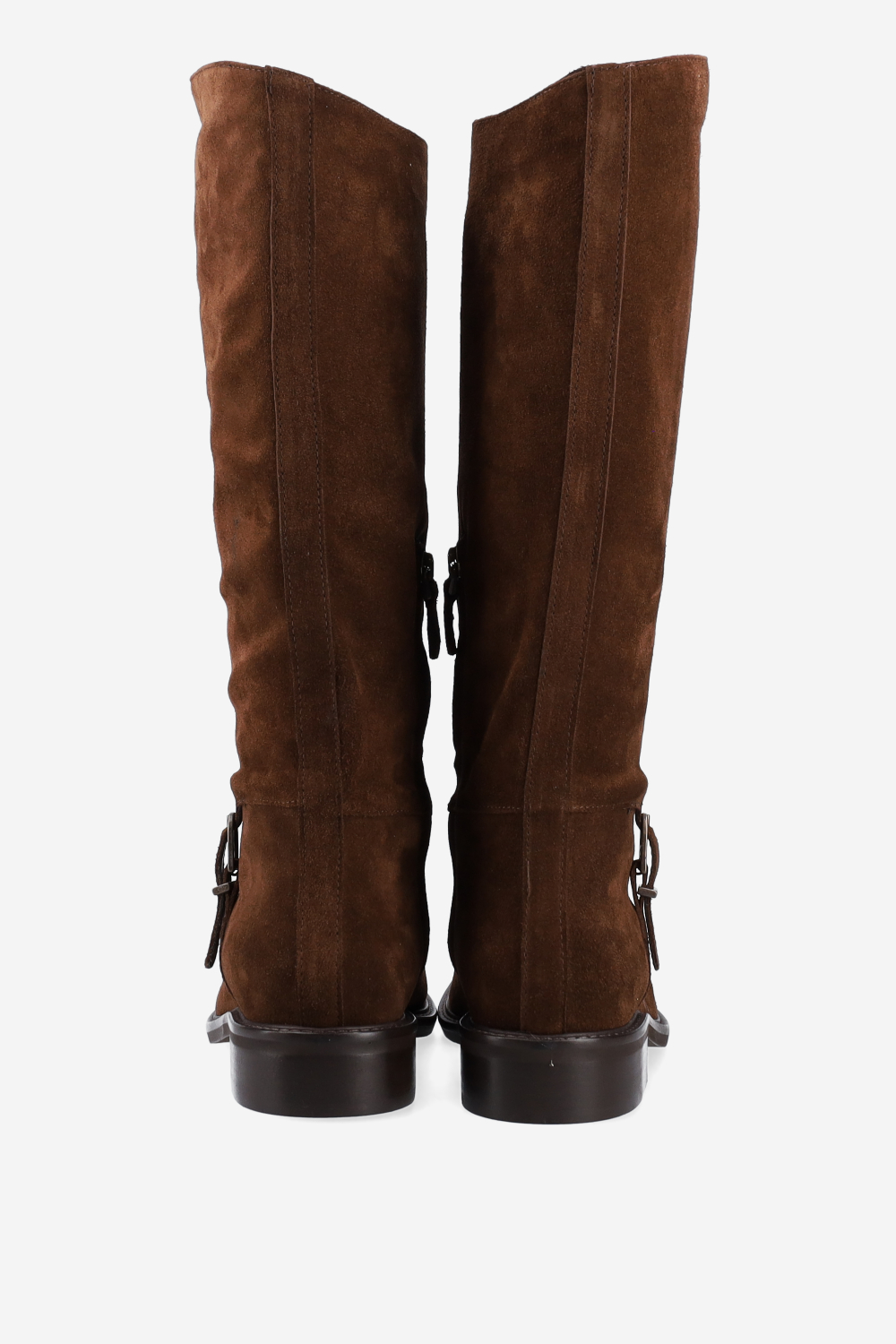 Buckled suede boots