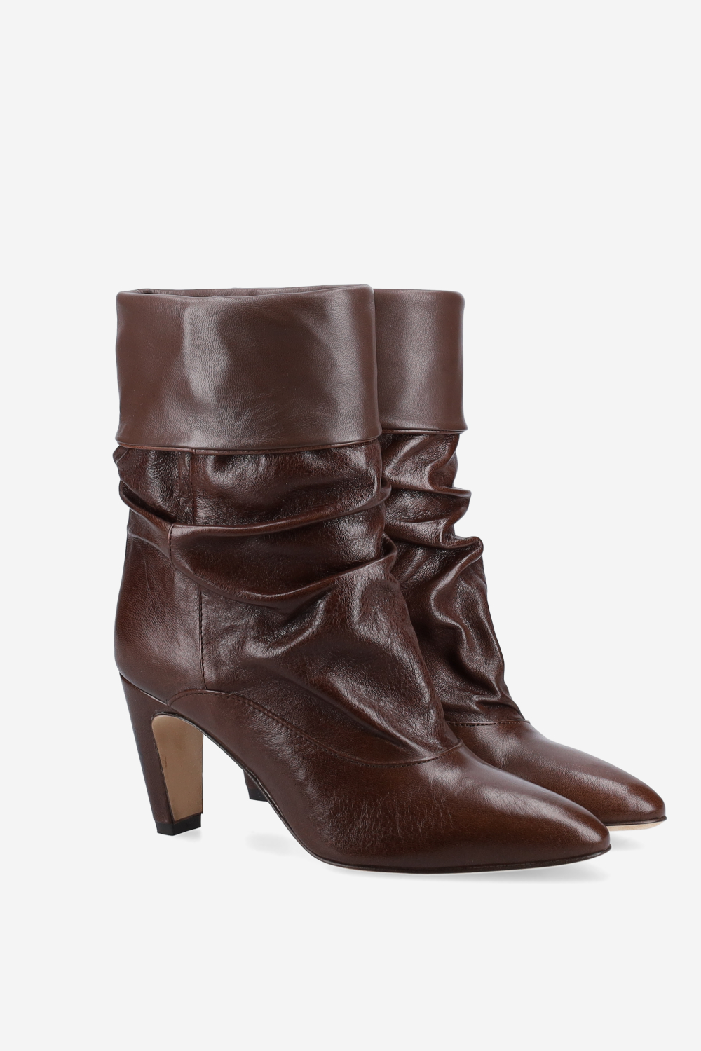 Draped leather ankle boots