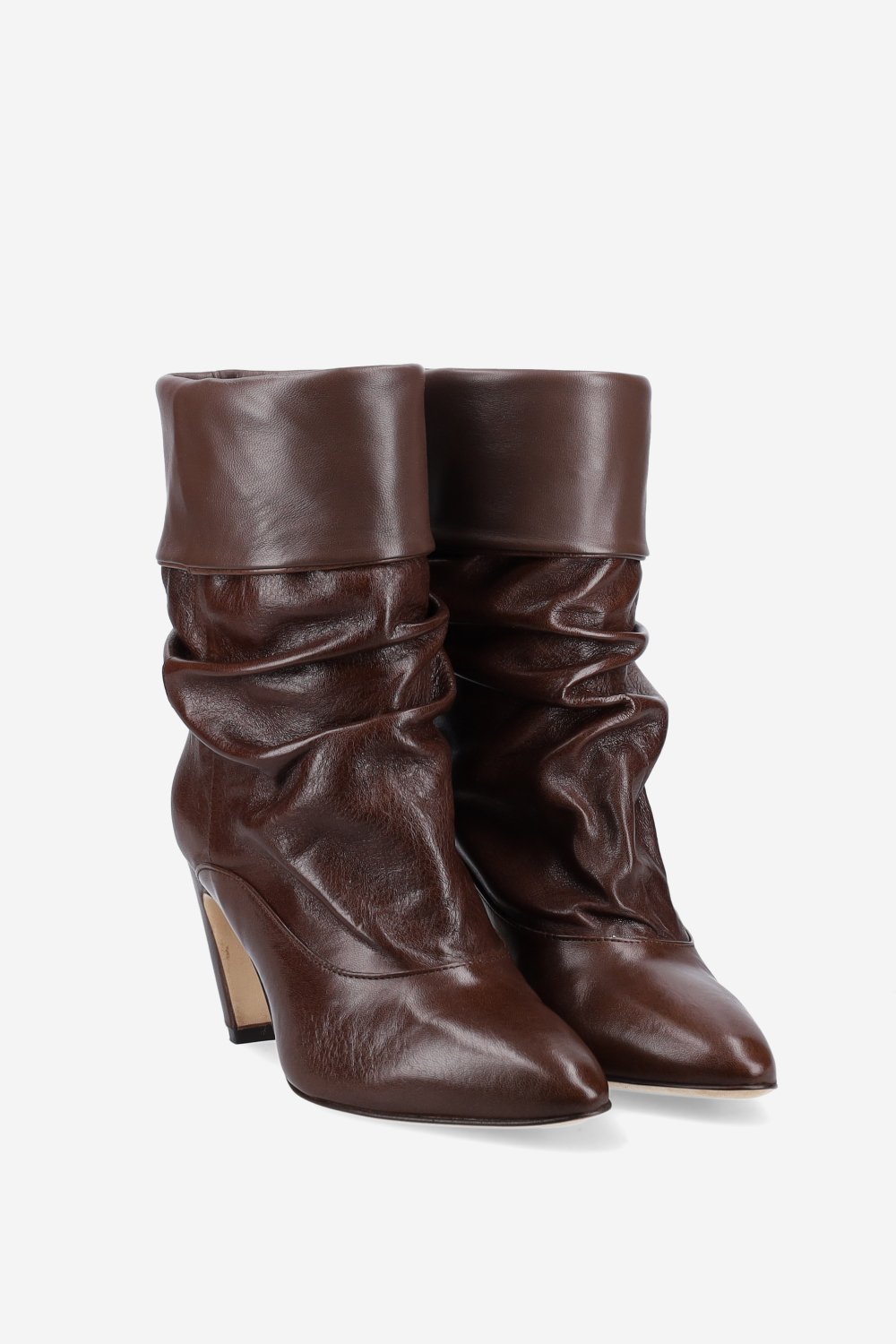 Draped leather ankle boots