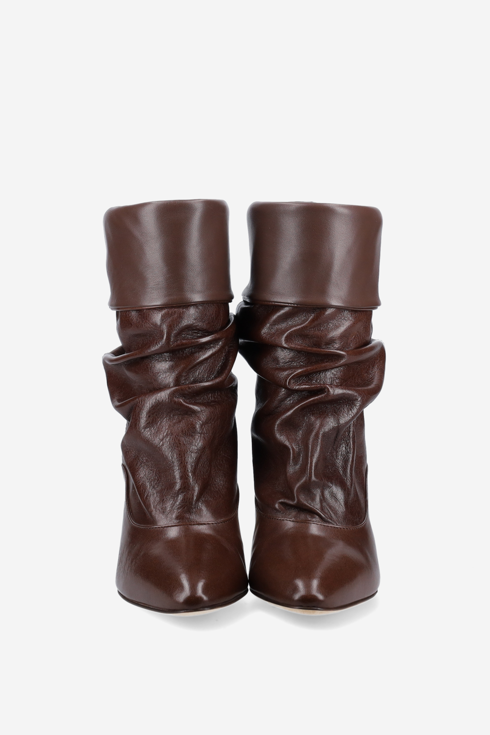 Draped leather ankle boots
