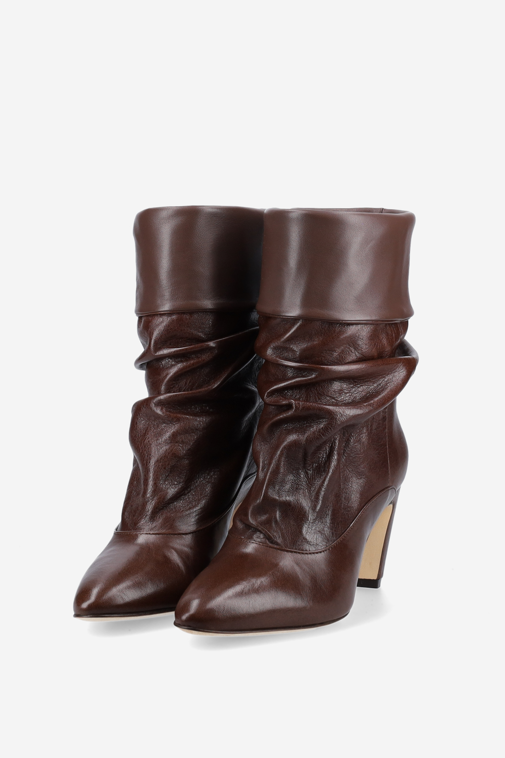 Draped leather ankle boots