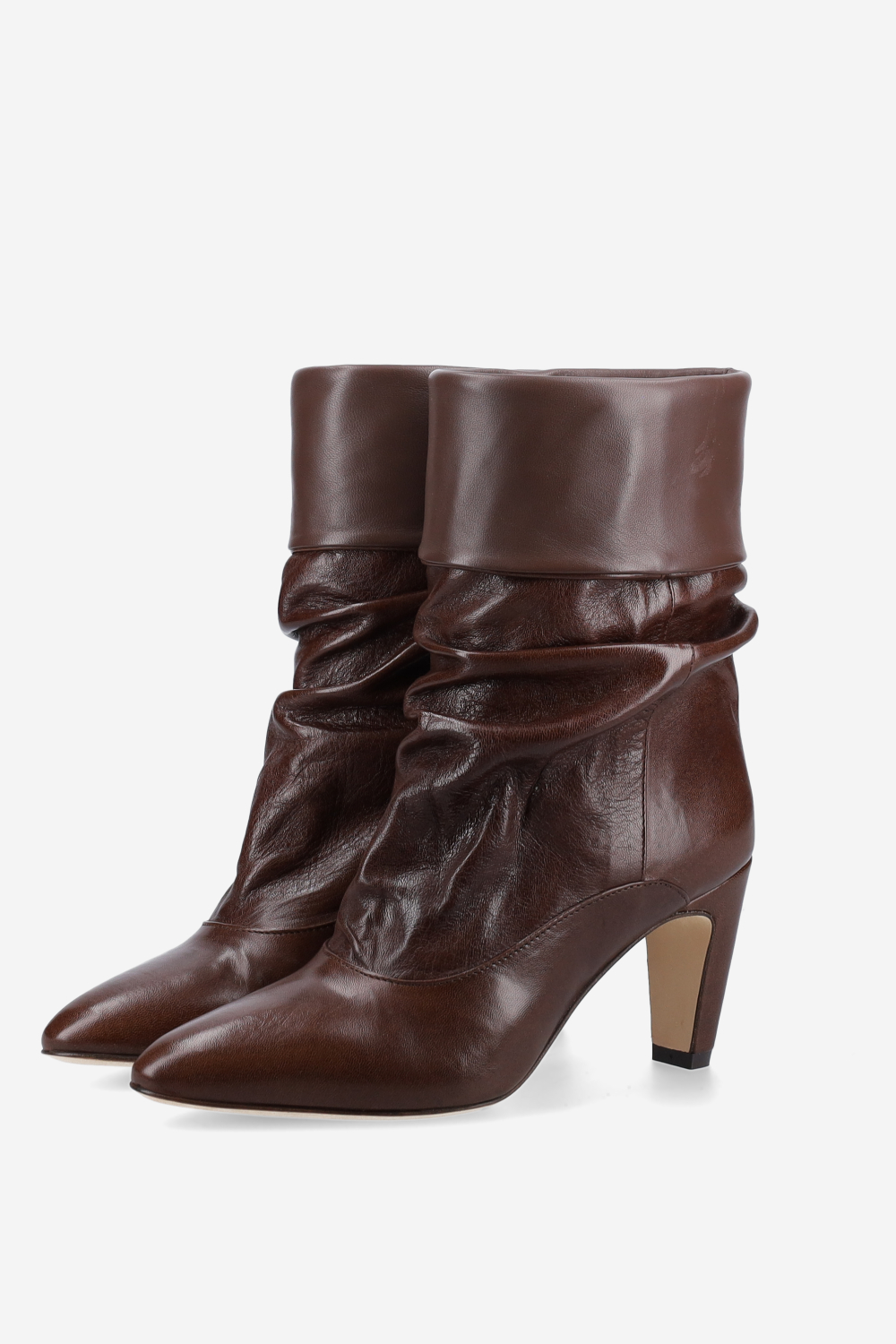 Draped leather ankle boots