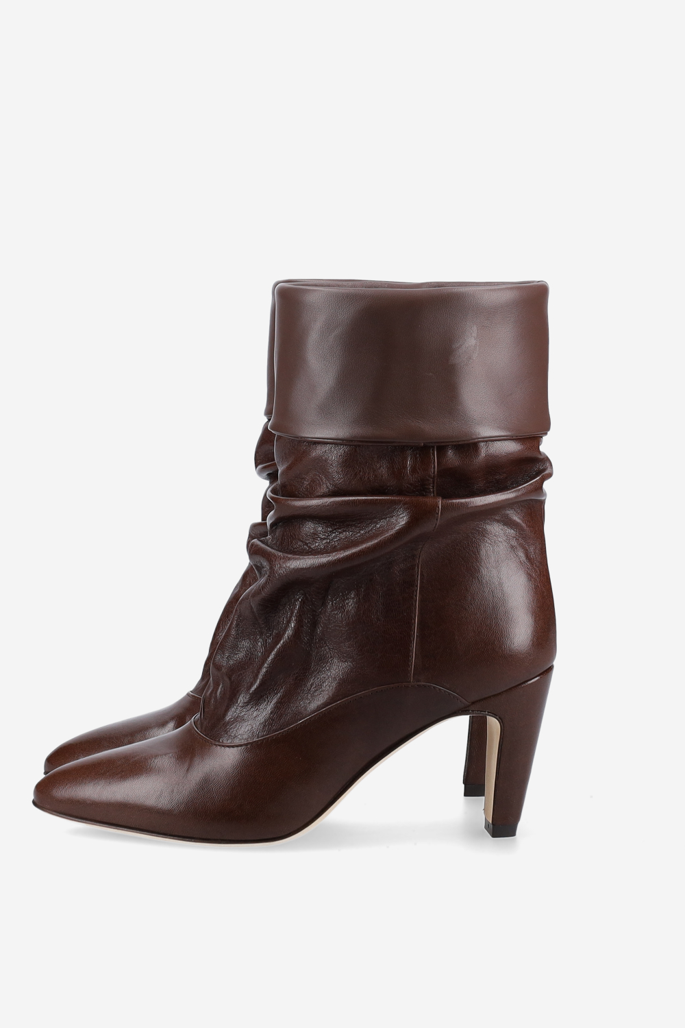 Draped leather ankle boots