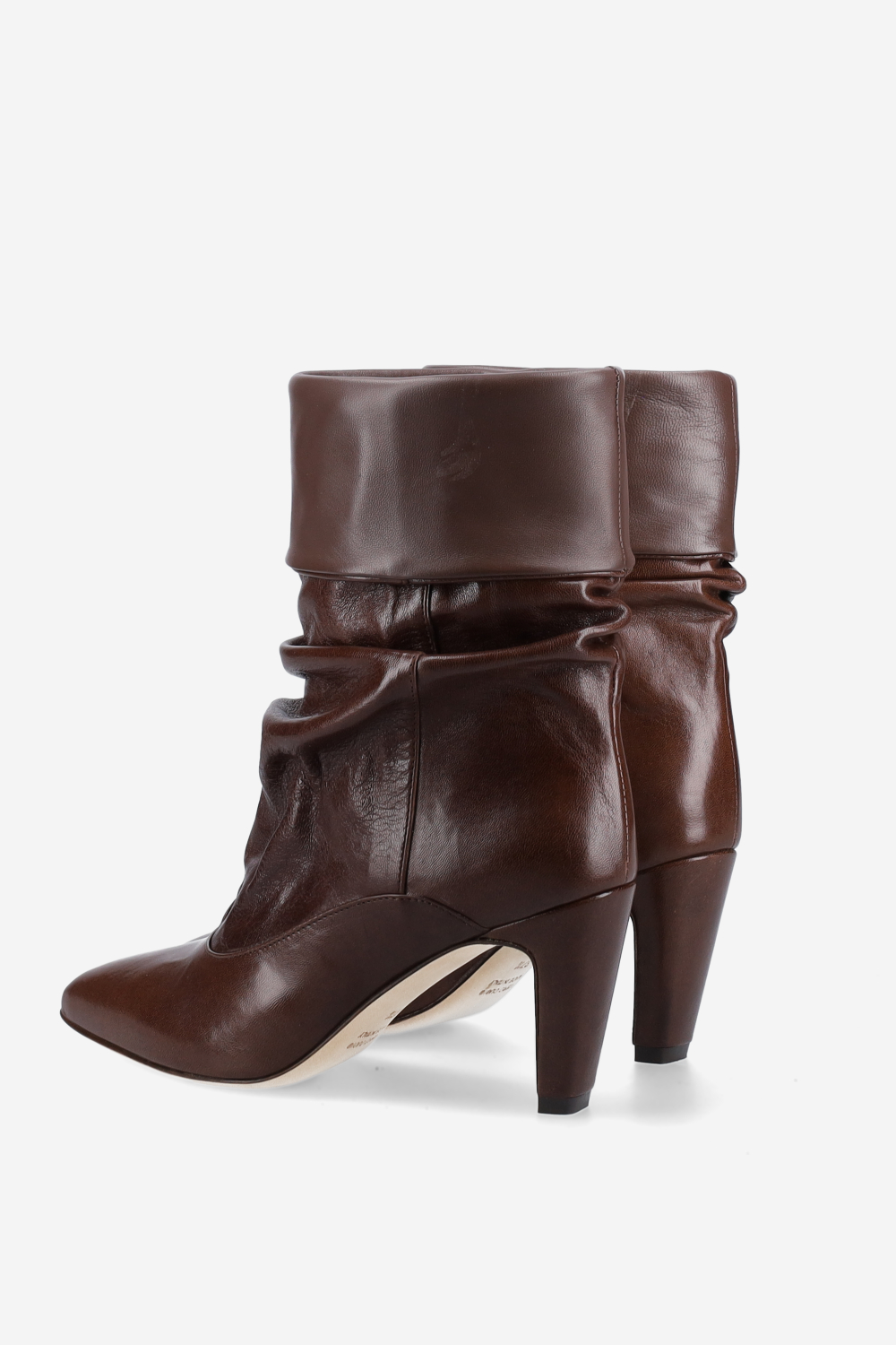 Draped leather ankle boots