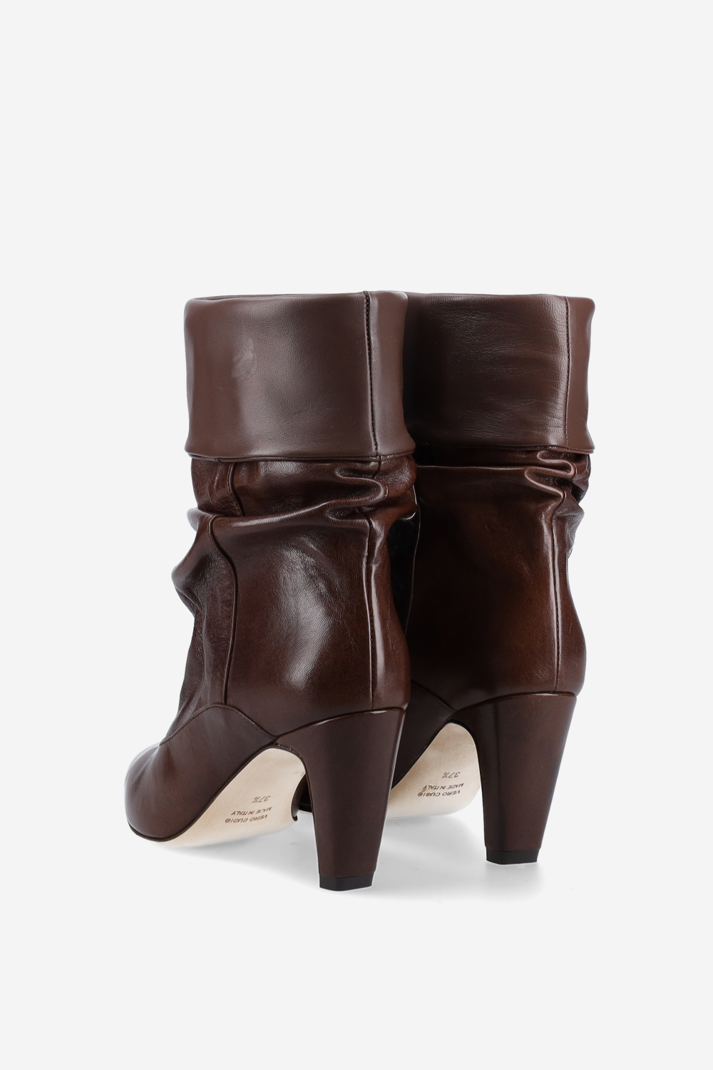 Draped leather ankle boots