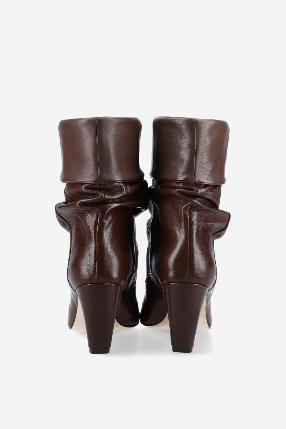 Draped leather ankle boots