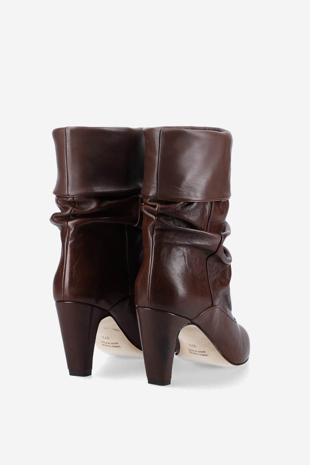 Draped leather ankle boots