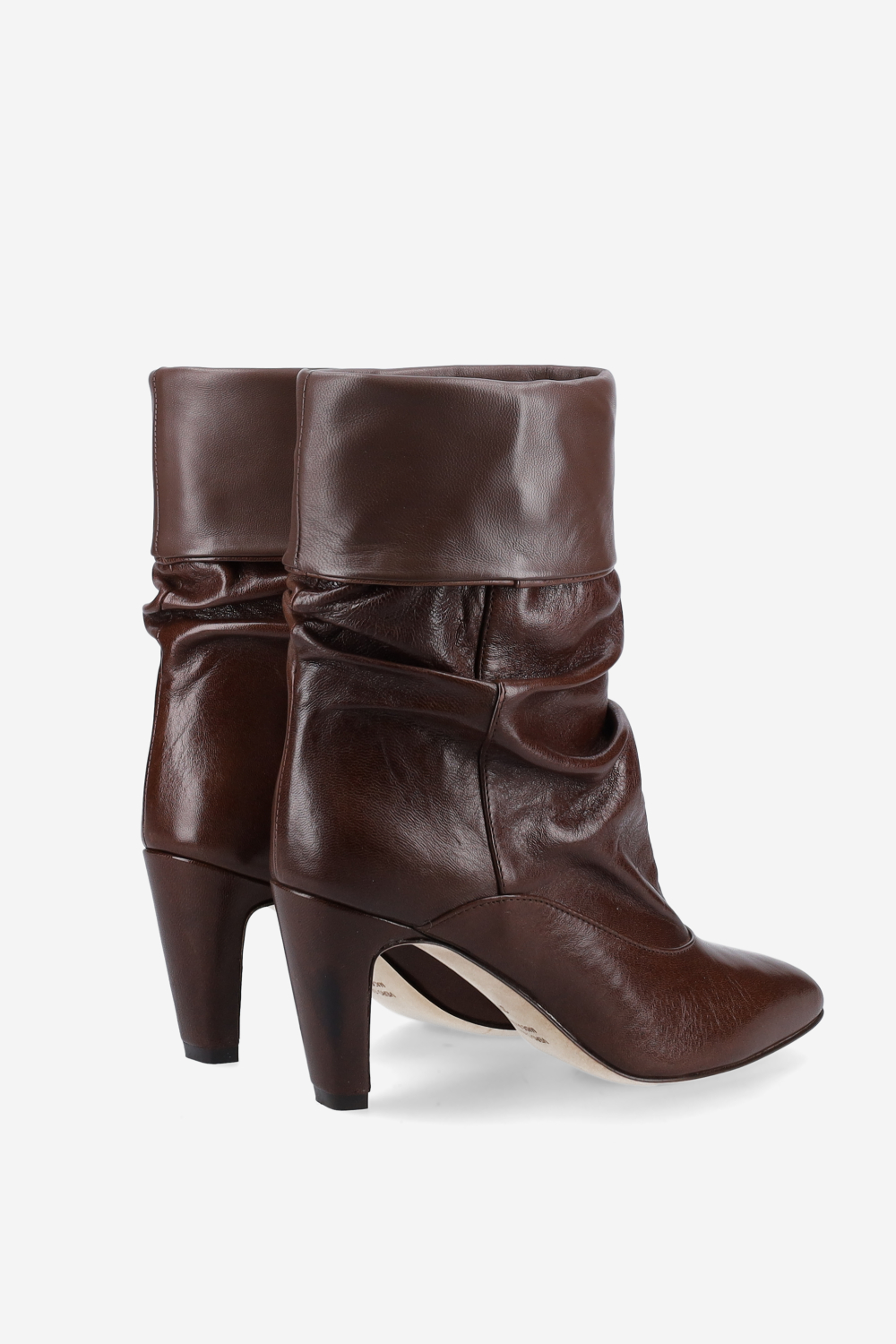 Draped leather ankle boots