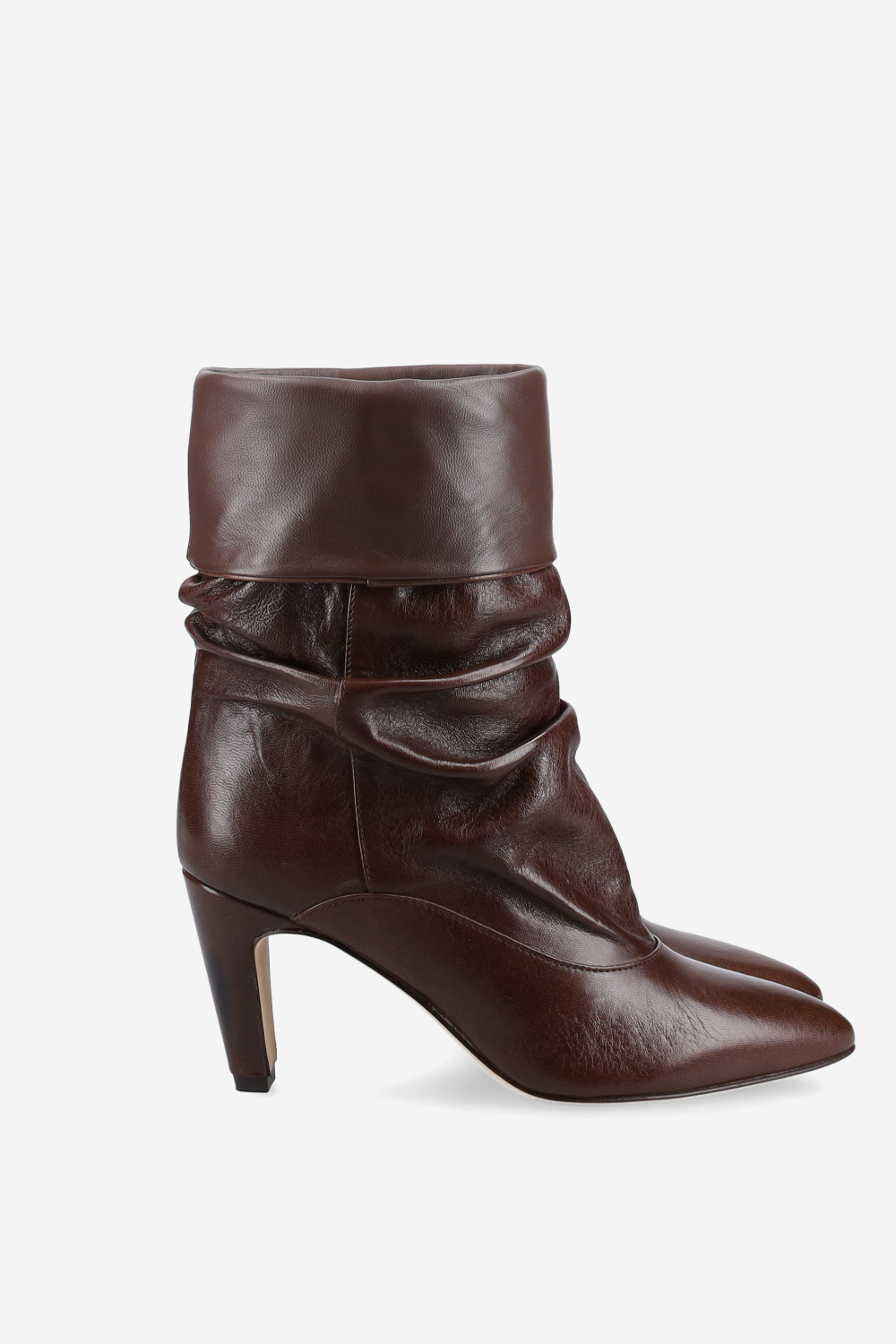 Draped leather ankle boots