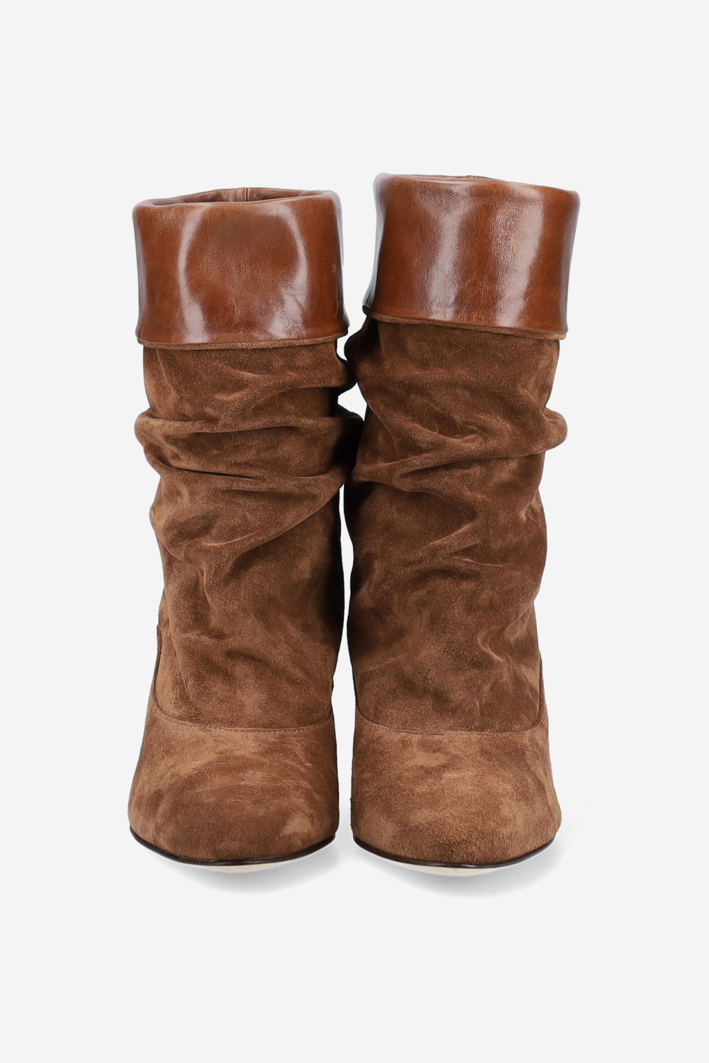 Folded suede ankle boots