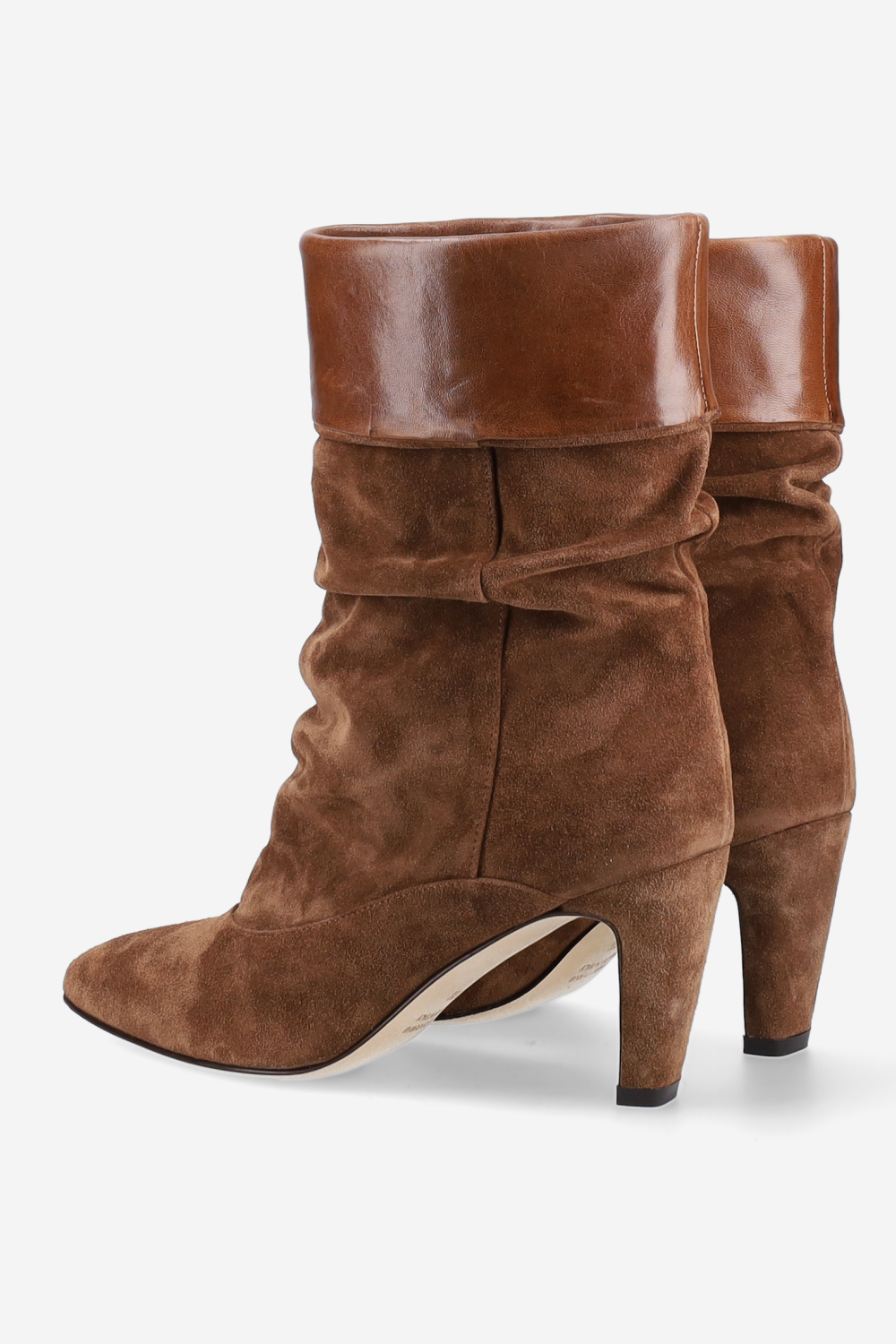 Folded suede ankle boots