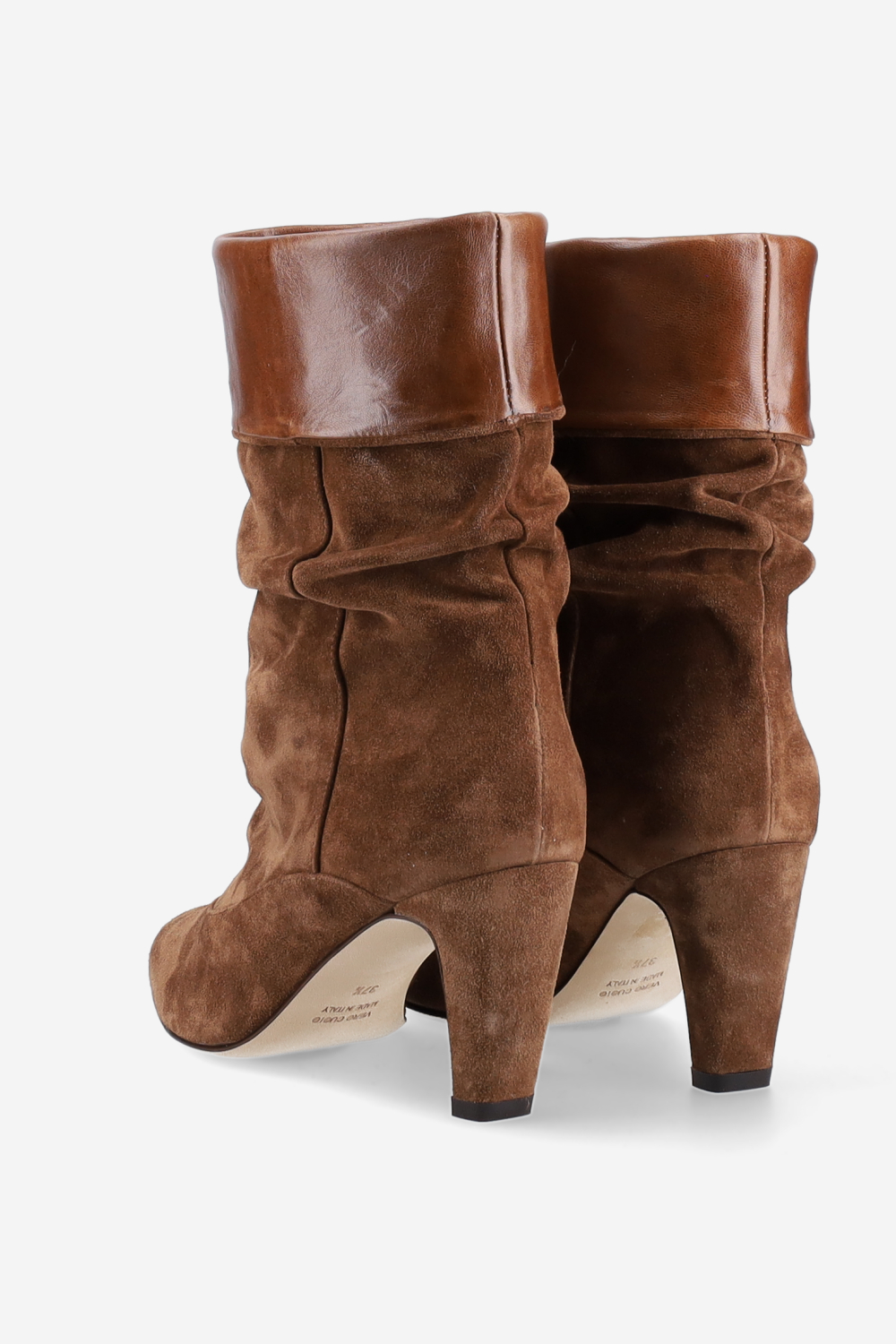 Folded suede ankle boots