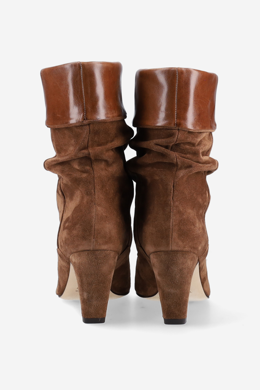 Folded suede ankle boots