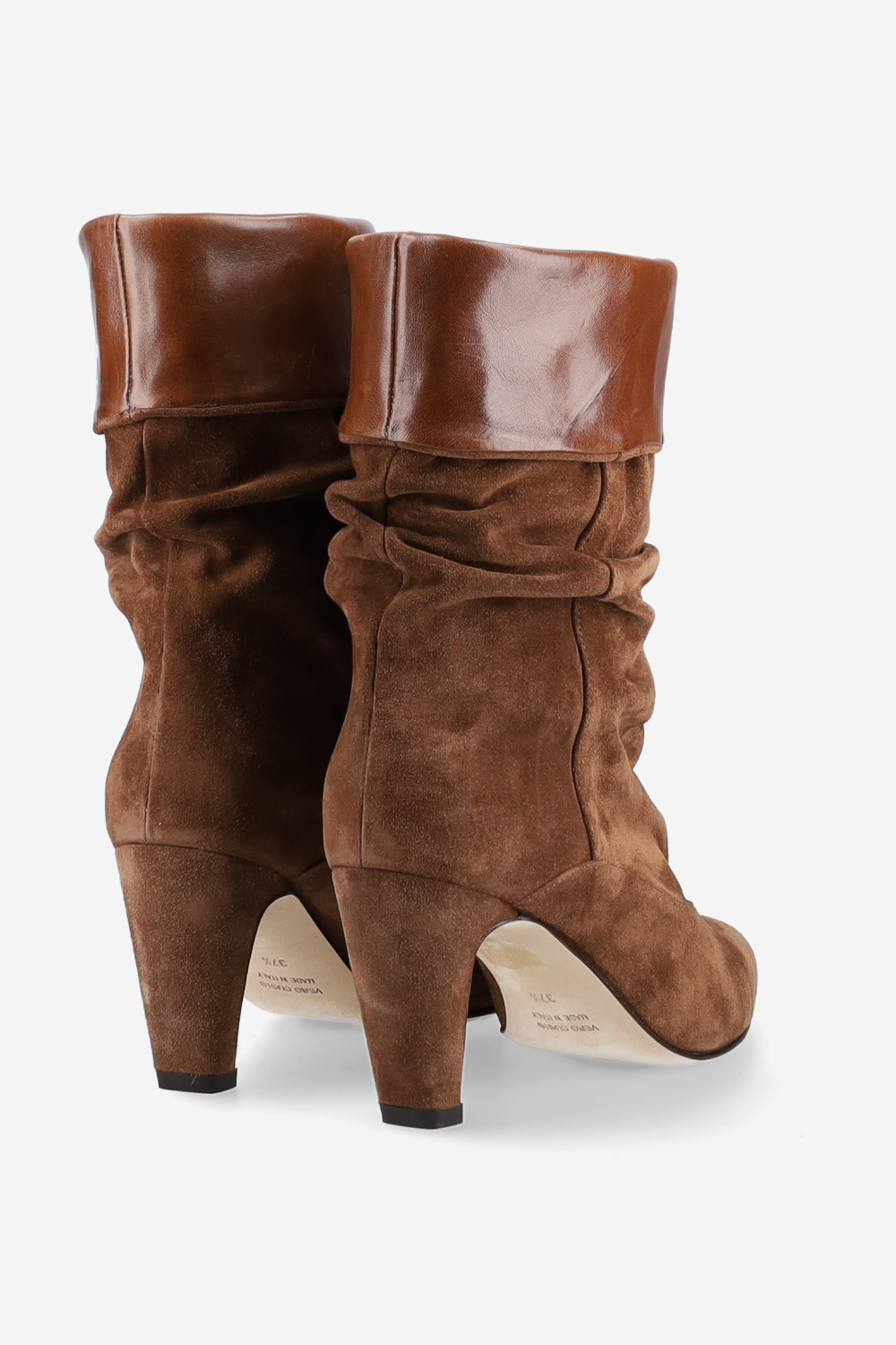 Folded suede ankle boots