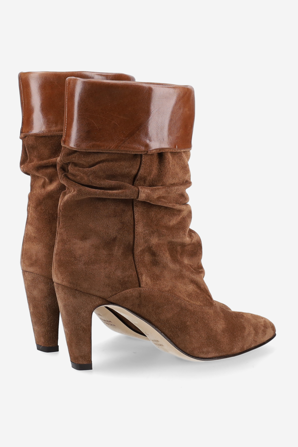 Folded suede ankle boots