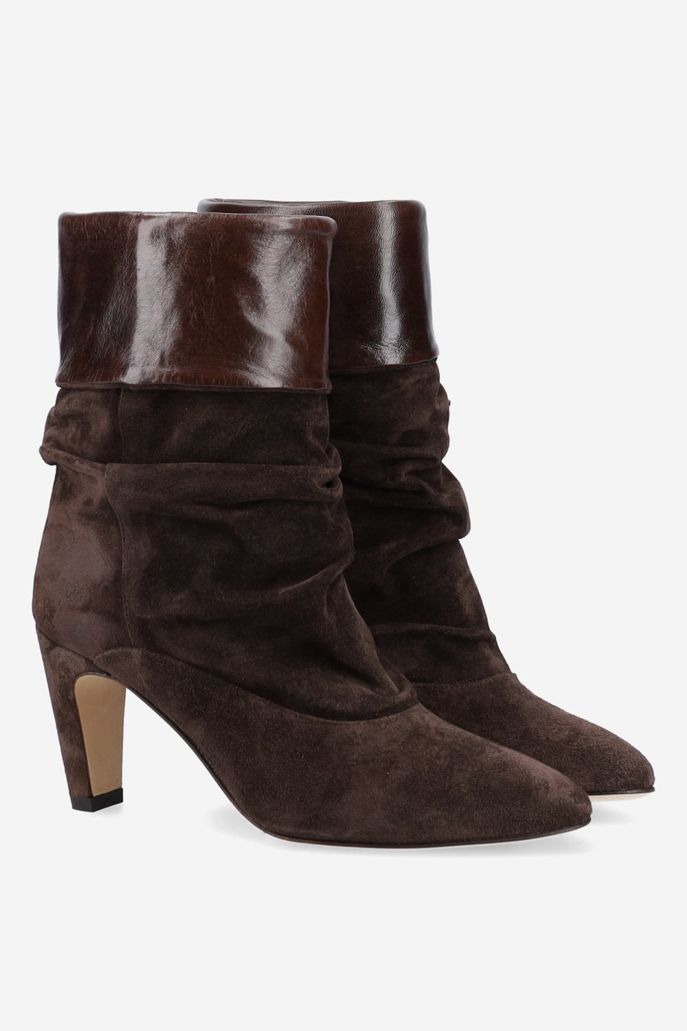 Draped suede ankle boots