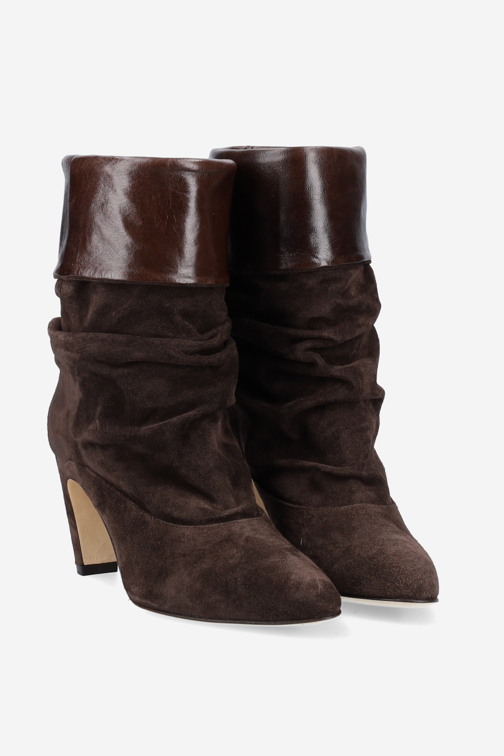 Draped suede ankle boots