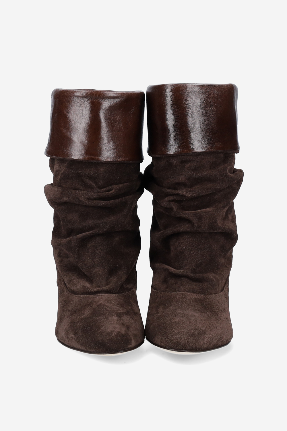 Draped suede ankle boots