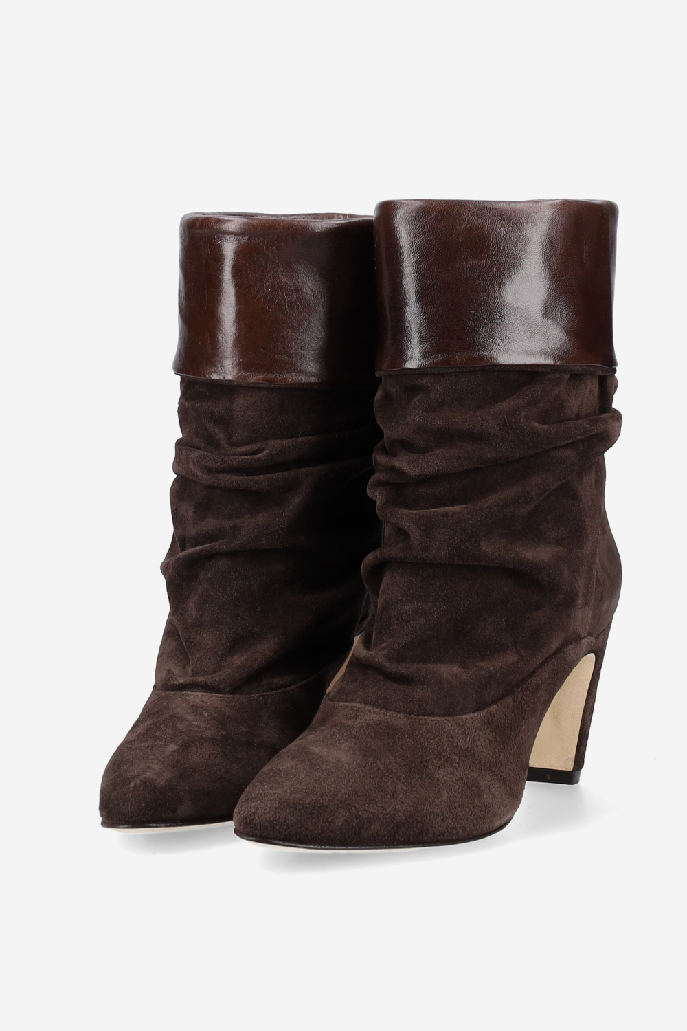 Draped suede ankle boots