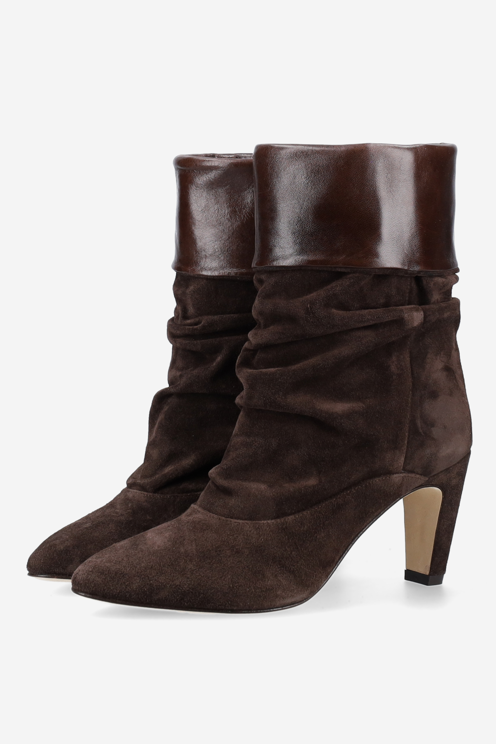 Draped suede ankle boots